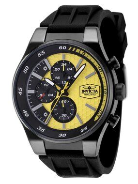 $229 New Invicta Racing Men's Black Yellow 44mm Quartz Watch 48876 NIB